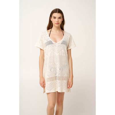 Καλοκαιρινό Φόρεμα Jacquard CREAM (24533-CREAM)