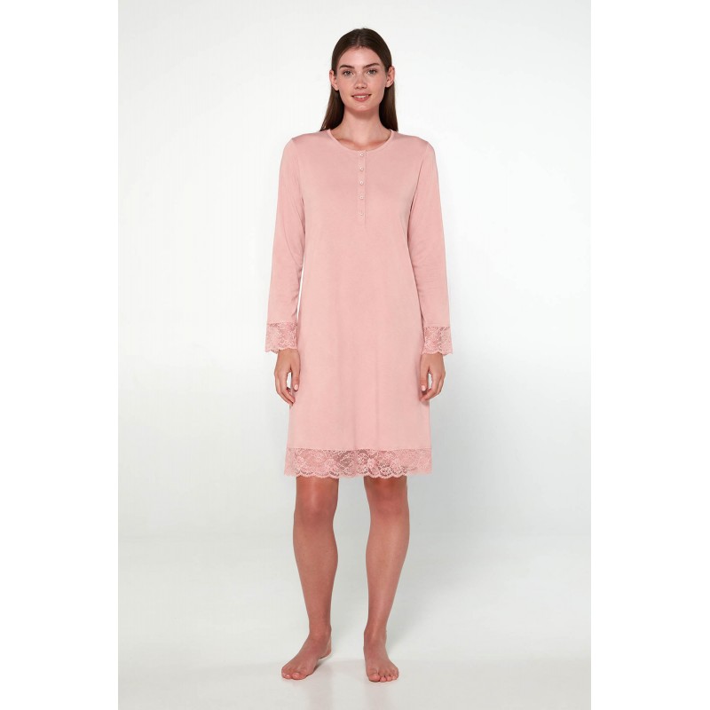 Νυχτικό Micromodal με Πατιλέτα και Δαντέλα PINK BLUSH (23965-PINK BLUSH)