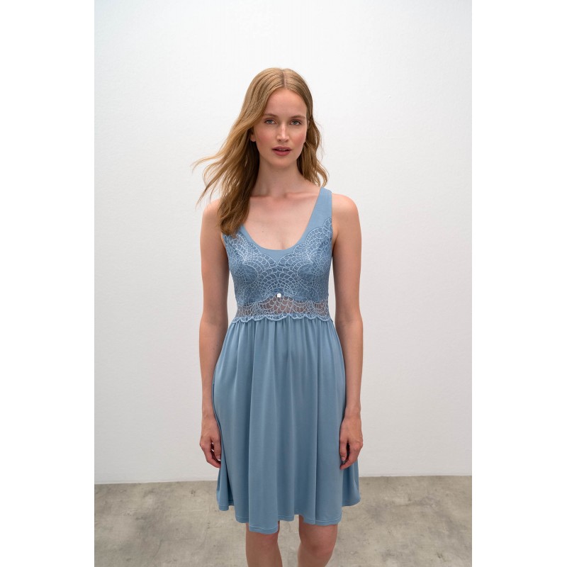 Αμάνικο Νυχτικό με Δαντέλα BLUE SERENE (16154-BLUE SERENE) Αμάνικο Νυχτικό με Δαντέλα BLUE SERENE (16154-BLUE SERENE)