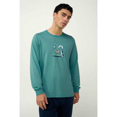 Ανδρική Βαμβακερή Πυτζάμα με Μανσέτες TEAL BRITTANY (23663-TEAL BRITTANY)