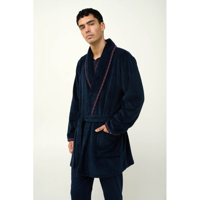 Σταυρωτή Ανδρική Fleece Ρόμπα BLUE (23616-BLUE)