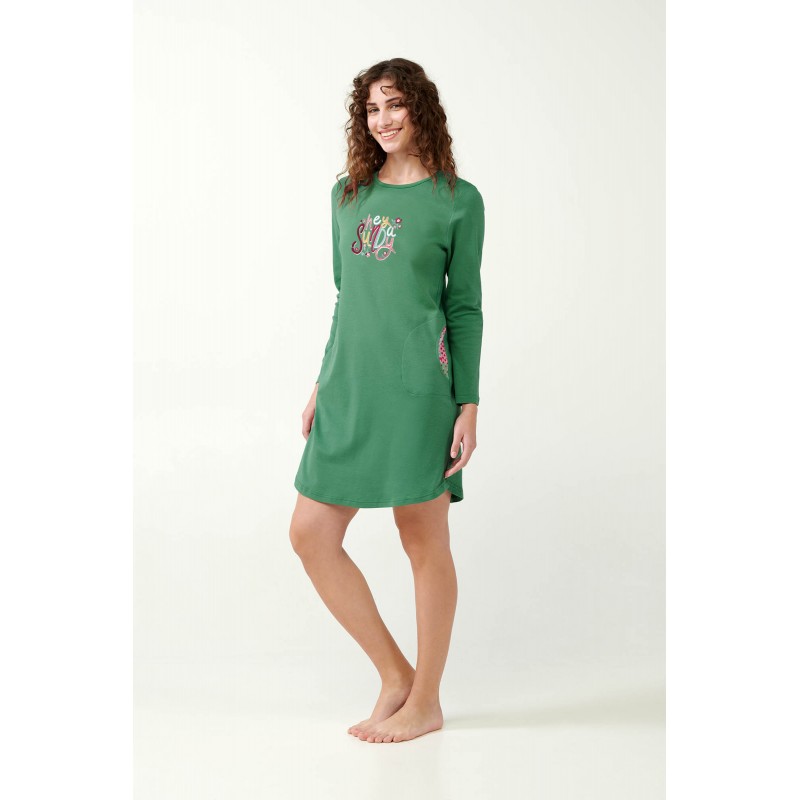 Νυχτικό Interlock με Patchwork Τσέπες GREEN BARLEY (21373-GREEN BARLEY) Νυχτικό Interlock με Patchwork Τσέπες GREEN BARLEY (21373-GREEN BARLEY)