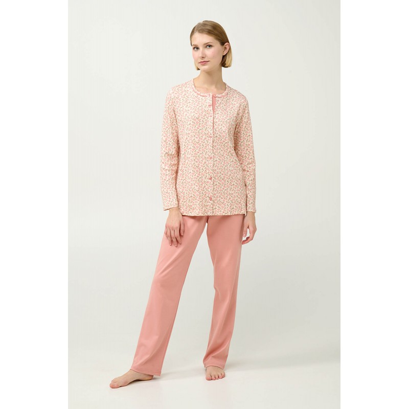 Γυναικεία Βαμβακερή Κουμπωτή Πυτζάμα PINK TAN (23332-PINK TAN)