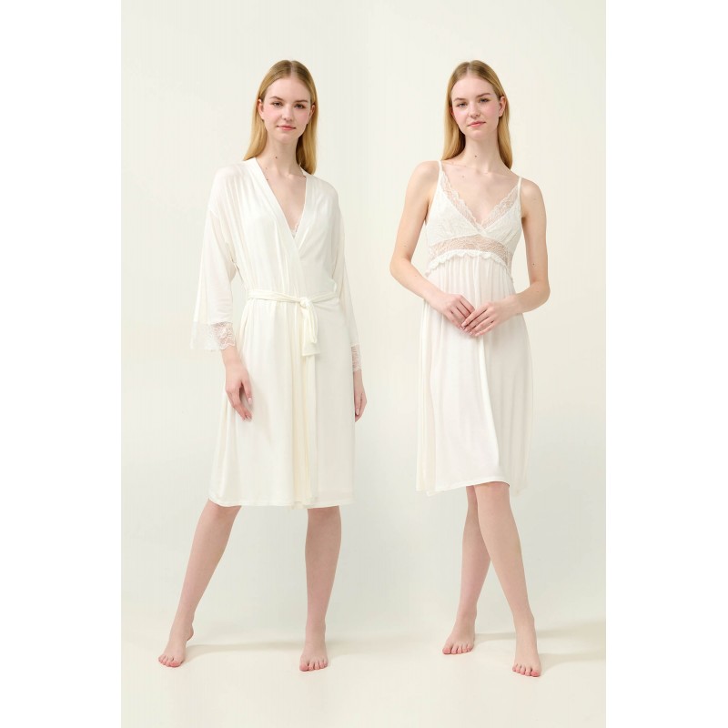 Νυφικό Σετ Micromodal 2 Τεμαχών CREAM (23125-CREAM)
