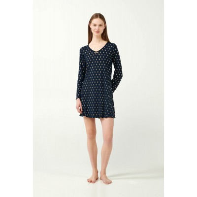 Micromodal Νυχτικό με Μακρύ Μανίκι BLUE (21835-BLUE)