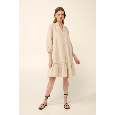 Μονόχρωμο Καλοκαιρινό Φόρεμα με Κουμπιά BEIGE SKIN (22457-BEIGE SKIN)