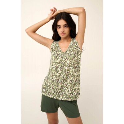 Γυναικεία Πυτζάμα Micromodal με Κοντό Παντελόνι GREEN IVY (22031-GREEN IVY)