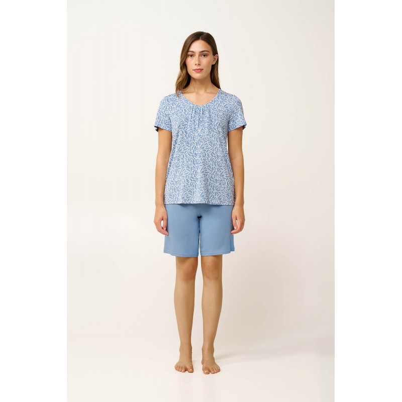 Γυναικεία Πυτζάμα Micromodal με Σούρες BLUE RAIN (24099-BLUE RAIN)