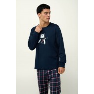 Ανδρική Βαμβακερή Πυτζάμα με Μανσέτες BLUE (23680-BLUE)