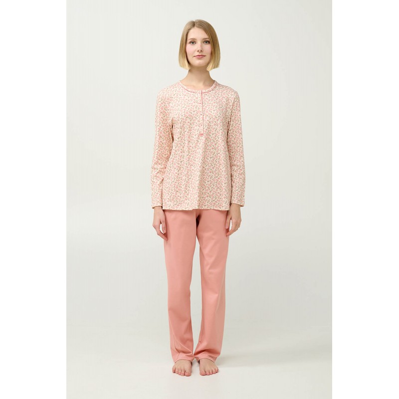 Γυναικεία Βαμβακερή Πυτζάμα με Πατιλέτα PINK TAN (23330-PINK TAN)
