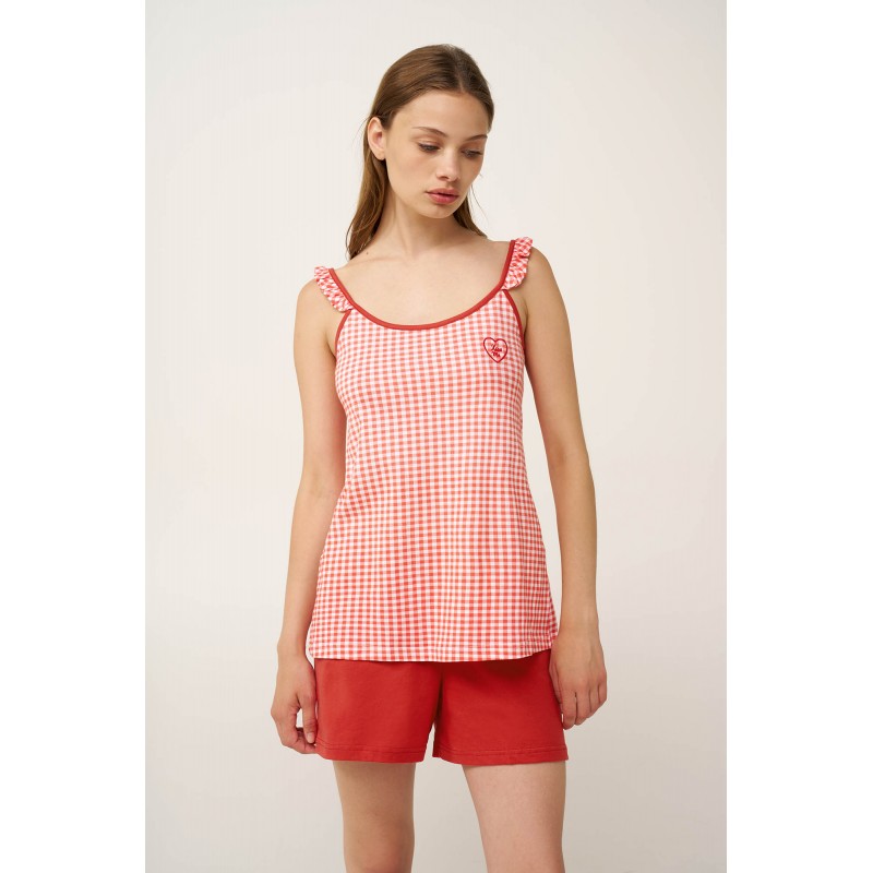 Βαμβακερό Καρό Baby Doll RED AURORA (24274-RED AURORA) Βαμβακερό Καρό Baby Doll RED AURORA (24274-RED AURORA)