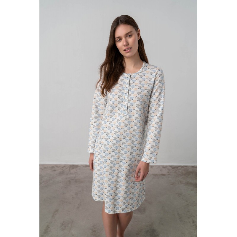 Εμπριμέ Νυχτικό με Πατιλέτα GRAY SILVER (17146-GRAY SILVER)