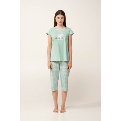 Γυναικεία Βαμβακερή Κάπρι Πυτζάμα GREEN HARBOR (24356-GREEN HARBOR)