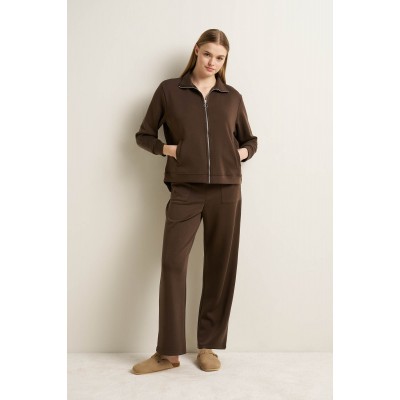 Γυναικείο Viscose Jacket με Φερμουάρ BROWN (25160-BROWN)