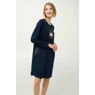 Γυναικείο Βαμβακερό Νυχτικό με Τσέπες BLUE (23201-BLUE)