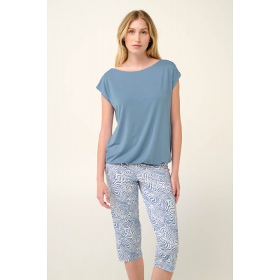 Γυναικεία Πυτζάμα Micromodal με Φαρδιά Λαιμόκοψη BLUE SERENE (22015-BLUE SERENE)