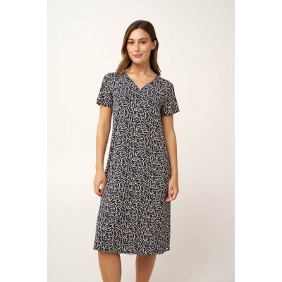 Micromodal Φλοράλ Νυχτικό με V BLUE BLAZER (24116-BLUE BLAZER)