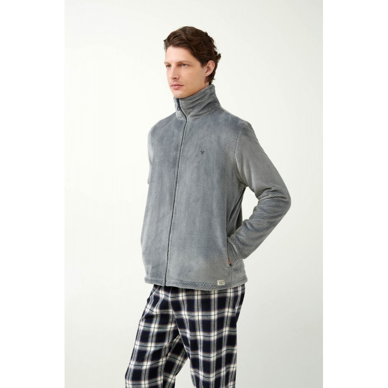 Fleece Ρόμπα Ζιβάγκο με Φερμουάρ GRAY (21706-GRAY)