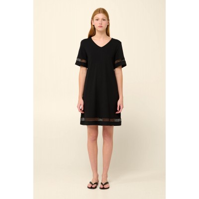 Μονόχρωμο Καλοκαιρινό Φόρεμα από Viscose BLACK (22520-BLACK)