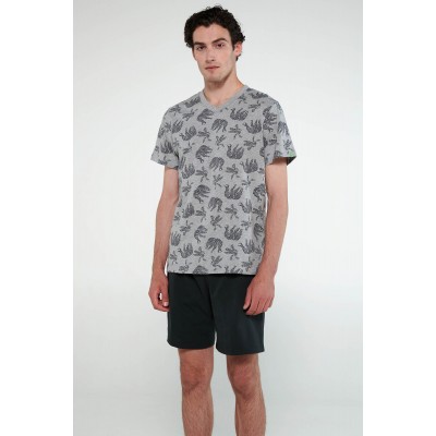 Πυτζάμα με Κοντό Μανίκι GRAY MELANGE (20610-GRAY MELANGE)