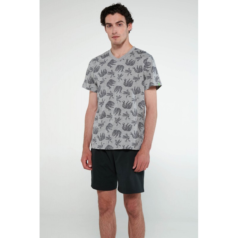 Πυτζάμα με Κοντό Μανίκι GRAY MELANGE (20610-GRAY MELANGE) Πυτζάμα με Κοντό Μανίκι GRAY MELANGE (20610-GRAY MELANGE)