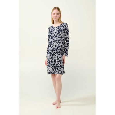 Micromodal Φλοράλ Νυχτικό με Πατιλέτα BLUE BLAZER (23061-BLUE BLAZER)