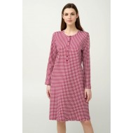 Βαμβακερό Νυχτικό Pied de Poule με Πατιλέτα RED BEET (23224-RED BEET)