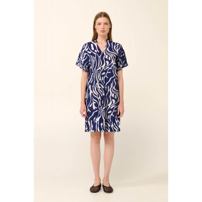 Καλοκαιρινό Φόρεμα από Ποπλίνα με Κοντό Μανίκι BLUE PRINT (22398-BLUE PRINT)