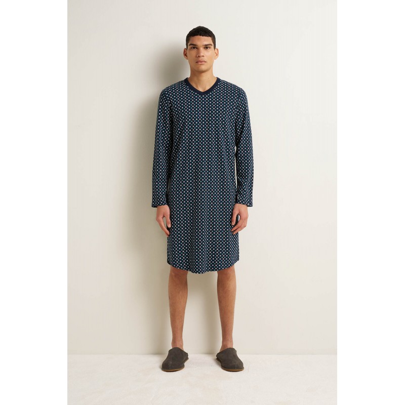 Ανδρικό Βαμβακερό Νυχτικό με V BLUE (25652-BLUE) Ανδρικό Βαμβακερό Νυχτικό με V BLUE (25652-BLUE)