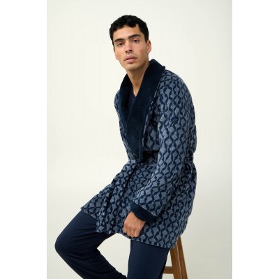 Ανδρική Σταυρωτή Fleece Ρόμπα BLUE (23780-BLUE)