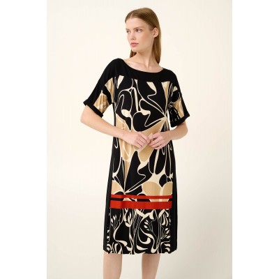 Καλοκαιρινό Φόρεμα από Viscose με Κοντό Μανίκι BLACK (22475-BLACK)