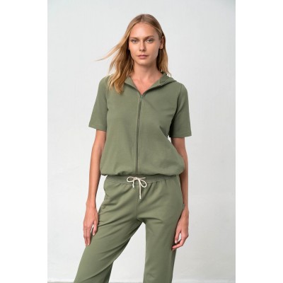 Μονόχρωμο Jacket με Φερμουάρ KHAKI (18344-KHAKI)