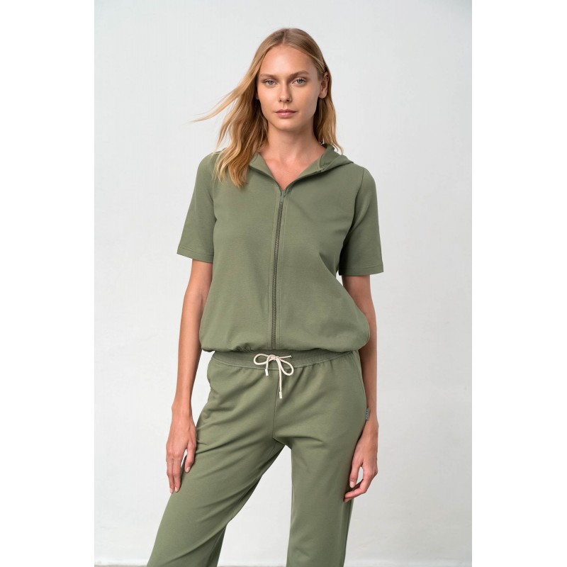 Μονόχρωμο Jacket με Φερμουάρ KHAKI (18344-KHAKI)