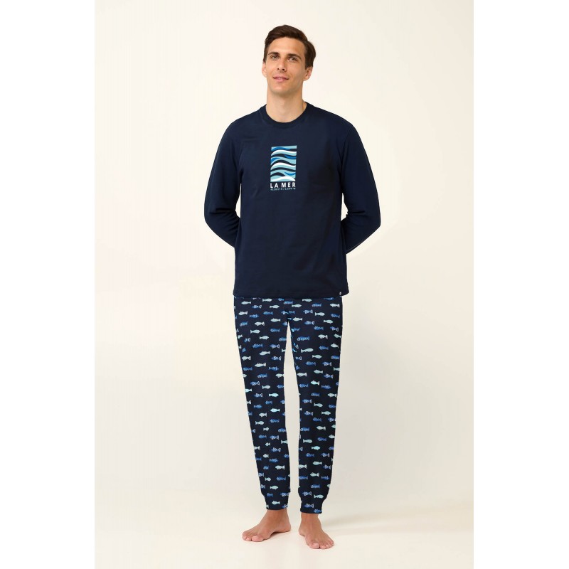 Βαμβακερή Ανδρική Πυτζάμα με Μανσέτες BLUE (23904-BLUE) Βαμβακερή Ανδρική Πυτζάμα με Μανσέτες BLUE (23904-BLUE)