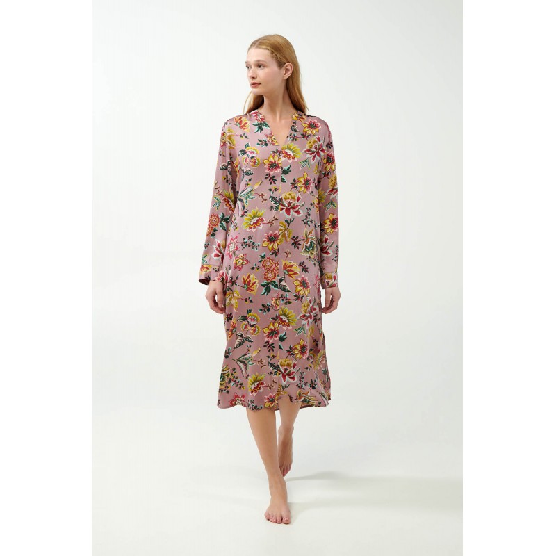 Viscose Satin Κουμπωτό Φλοράλ Νυχτικό ROSE DUSTY (21121-ROSE DUSTY) Viscose Satin Κουμπωτό Φλοράλ Νυχτικό ROSE DUSTY (21121-ROSE DUSTY)