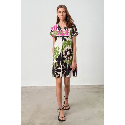 Φόρεμα με Κοντό Μανίκι BLACK (18436-BLACK)