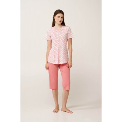 Γυναικεία Βαμβακερή Πυτζάμα με Πατιλέτα PINK GLOW (24327-PINK GLOW)
