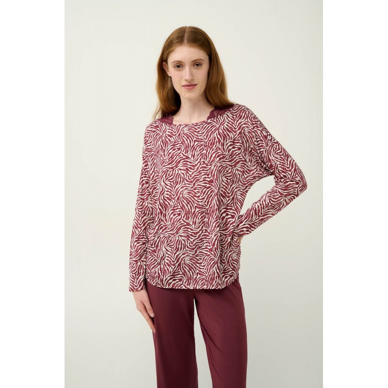 Γυναικεία Πυτζάμα Micromodal  με Μοτίβο Ζέβρα RED WINDSOR (23043-RED WINDSOR)