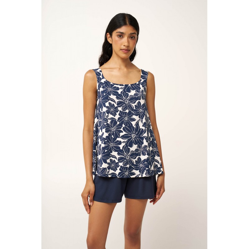 Micromodal Φλοράλ Baby Doll BLUE BLAZER (24106-BLUE BLAZER)