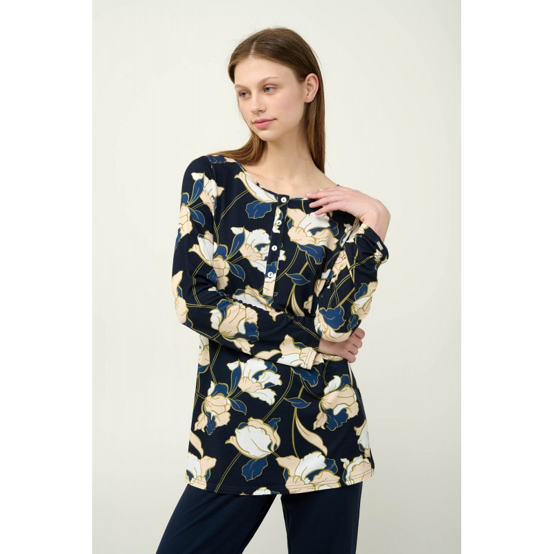 Γυναικεία Πυτζάμα Viscose με Πατιλέτα BLUE (23111-BLUE) Γυναικεία Πυτζάμα Viscose με Πατιλέτα BLUE (23111-BLUE)