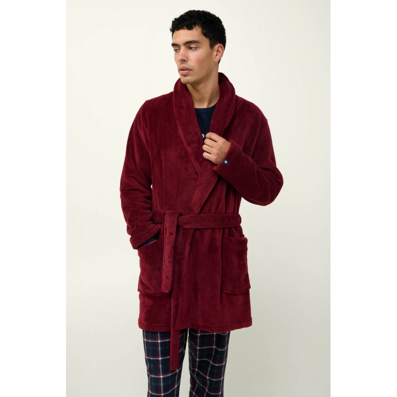 Μονόχρωμη Ανδρική Σταυρωτή Ρόμπα RED PORTO (23693-RED PORTO)