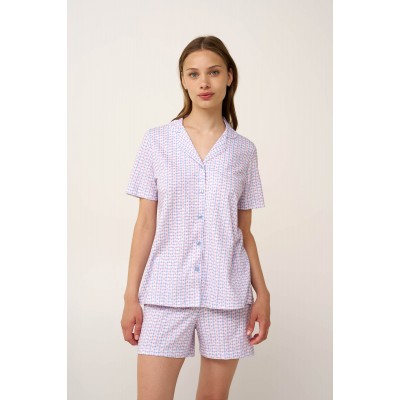 Γυναικεία Βαμβακερή Κουμπωτή Πυτζάμα BLUE KENTUCKY (24248-BLUE KENTUCKY)