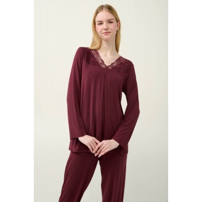 Γυναικεία Πυτζάμα Micromodal με Πιέτα RED WINDSOR (23123-RED WINDSOR)