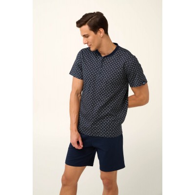 Βαμβακερή Ανδρική Πυτζάμα με Πατιλέτα BLUE (22683-BLUE)