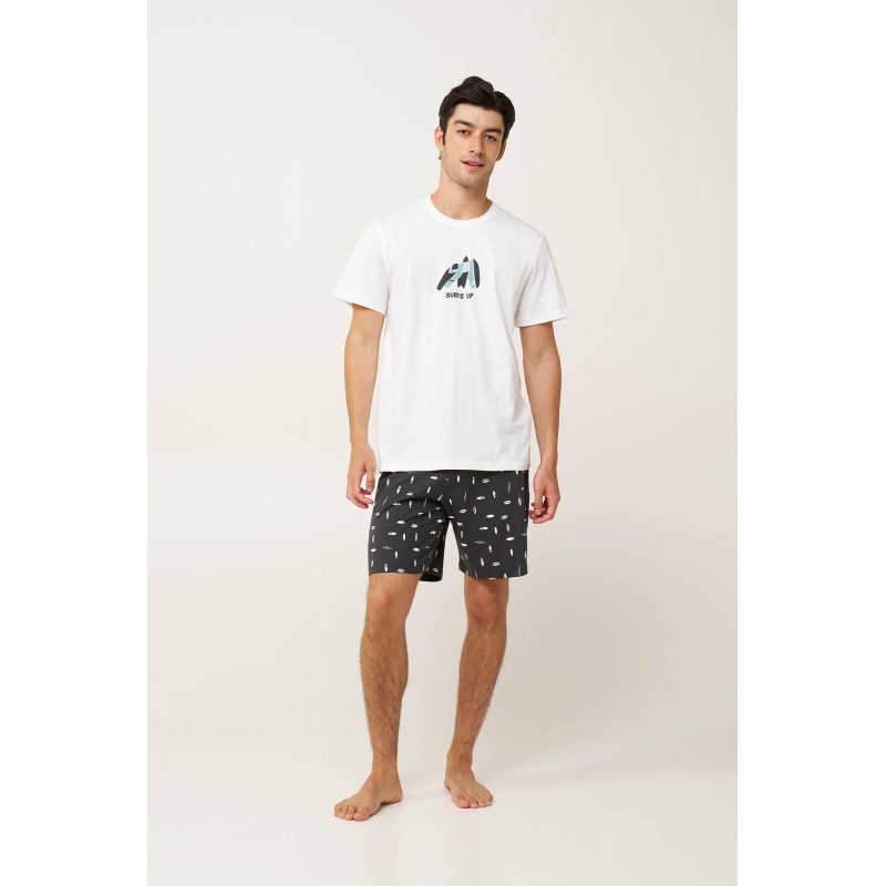 Ανδρική Surf Βαμβακερή Πυτζάμα WHITE (24690-WHITE) Ανδρική Surf Βαμβακερή Πυτζάμα WHITE (24690-WHITE)