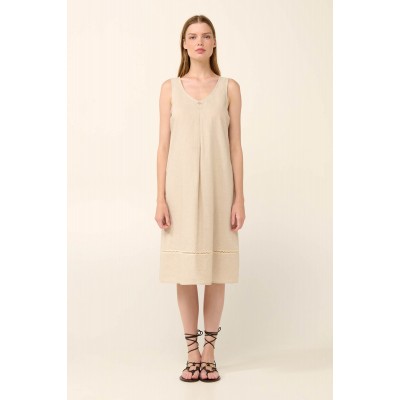 Αμάνικο Καλοκαιρινό Φόρεμα με Πιέτα BEIGE SKIN (22455-BEIGE SKIN)