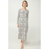 Μακρύ Βαμβακερό Νυχτικό με Φιόγκους CREAM (23355-CREAM)