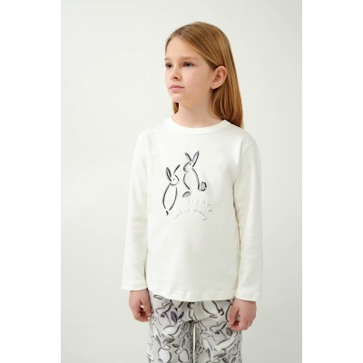Παιδική Πυτζάμα με Λαγουδάκια CREAM (21466-CREAM)