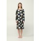 Φλοράλ Νυχτικό Viscose με Πατιλέτα BLUE (23112-BLUE)