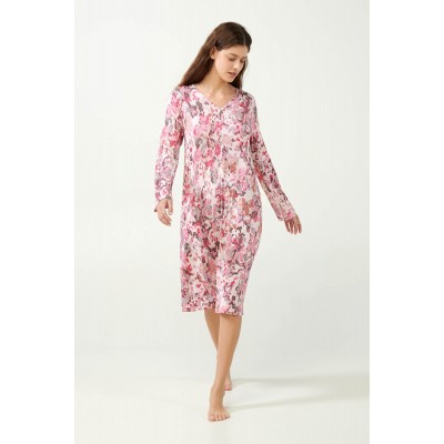 Micromodal Φλοράλ Νυχτικό με Λαιμόκοψη V ROSE VINKA (21043-ROSE VINKA)